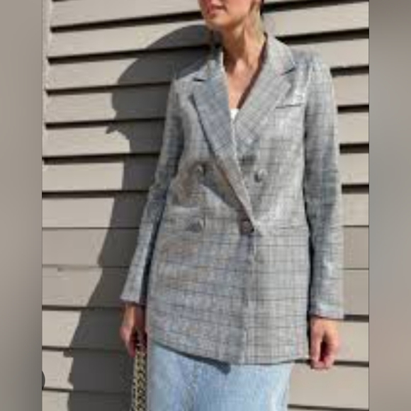 Jason Wu Grey Double Breasted Plaid Sequin Blazer Womens Size S - Picture 8 of 8